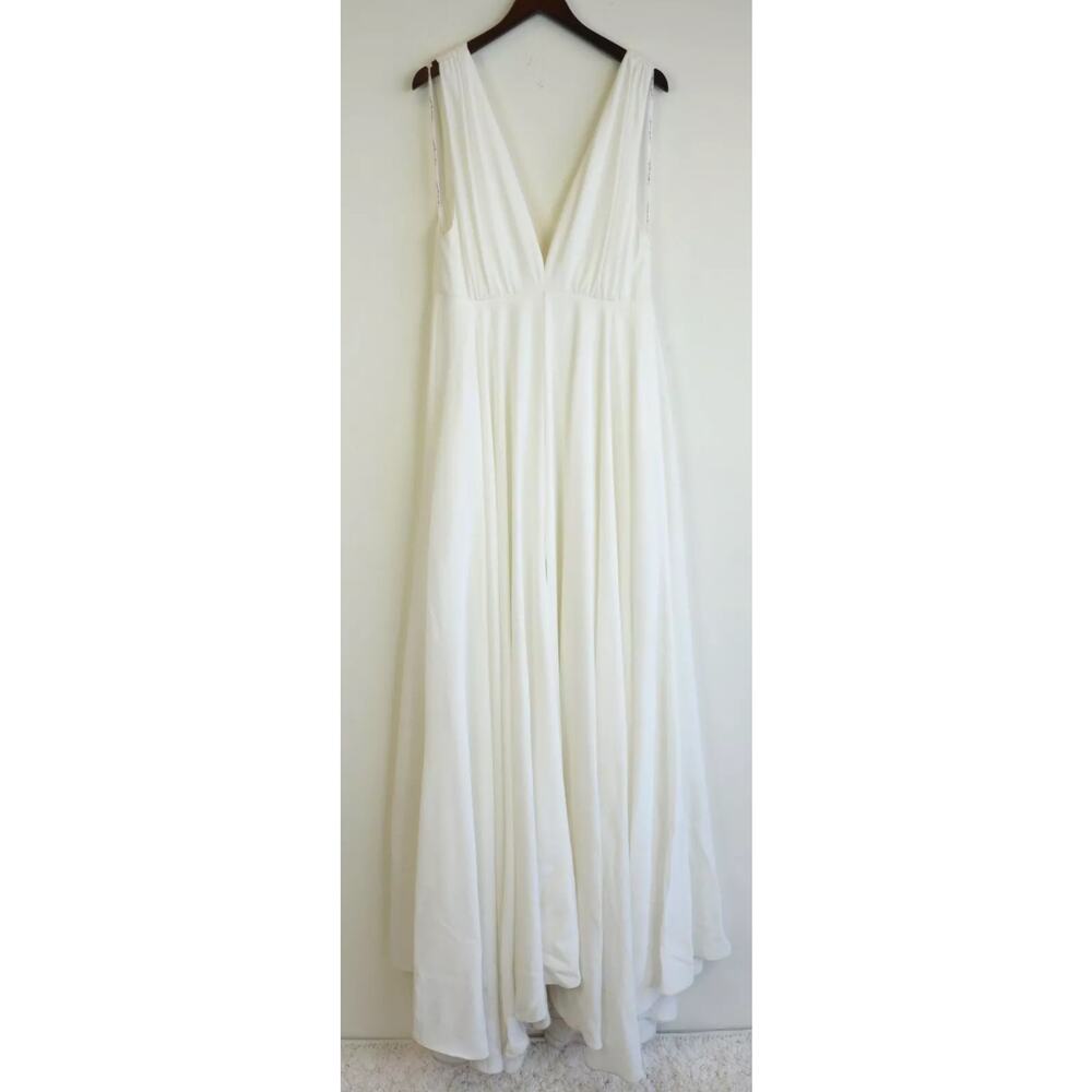 JOANNA AUGUST White NICO Plunging V-Neck A-Line Goddess Bridal Gown Size 8 NWT! - Picture 5 of 13